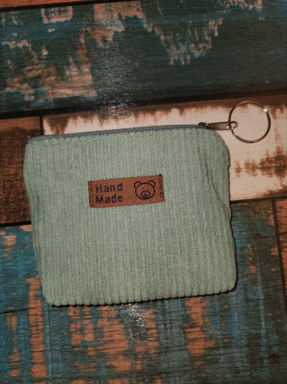 7/$10 Sage Green Corduroy Zipper Keychain Pouch